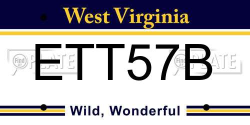 ETT57B West Virginia License Plate