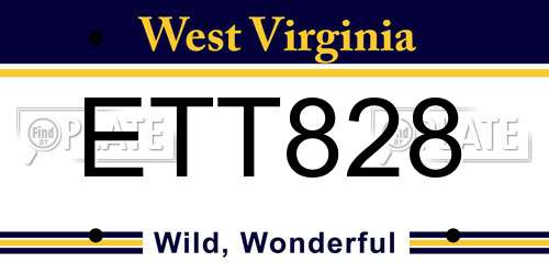 ETT828 West Virginia License Plate