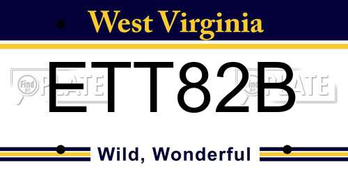 ETT82B West Virginia License Plate