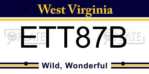 ETT87B West Virginia License Plate