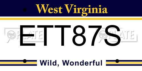 ETT87S West Virginia License Plate