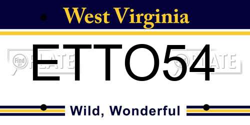ETTO54 West Virginia License Plate
