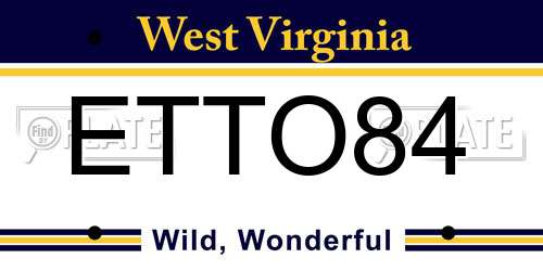 ETTO84 West Virginia License Plate