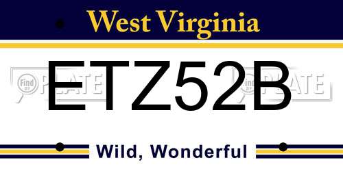 ETZ52B West Virginia License Plate