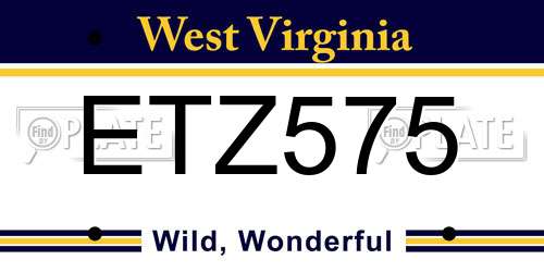 ETZ575 West Virginia License Plate