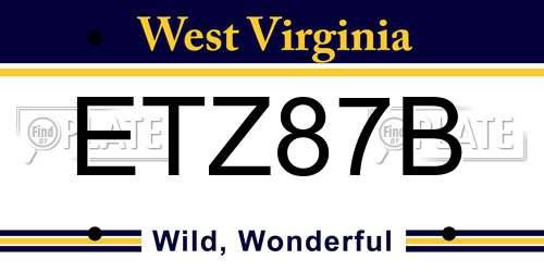 ETZ87B West Virginia License Plate