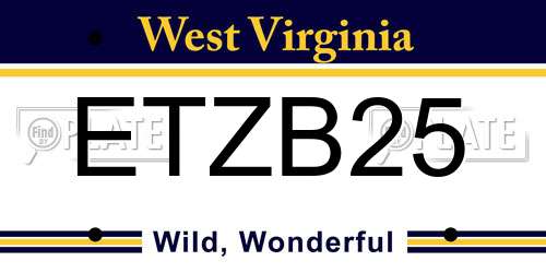ETZB25 West Virginia License Plate