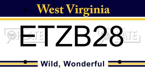 ETZB28 West Virginia License Plate