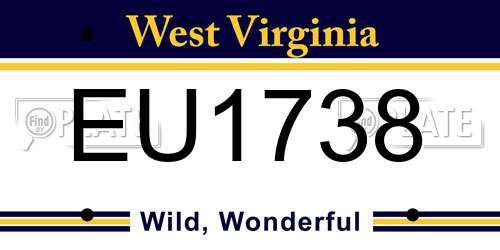 EU1738 West Virginia License Plate