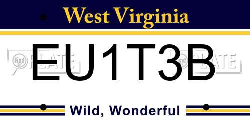 EU1T3B West Virginia License Plate
