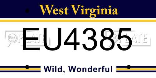 EU4385 West Virginia License Plate