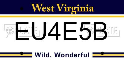 EU4E5B West Virginia License Plate