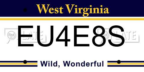 EU4E8S West Virginia License Plate