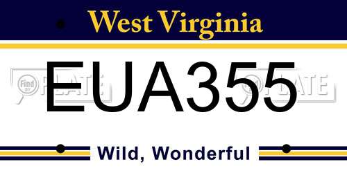 EUA355 West Virginia License Plate