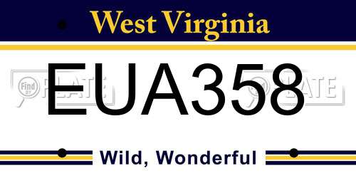 EUA358 West Virginia License Plate