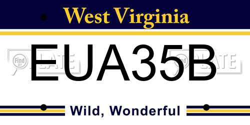 EUA35B West Virginia License Plate