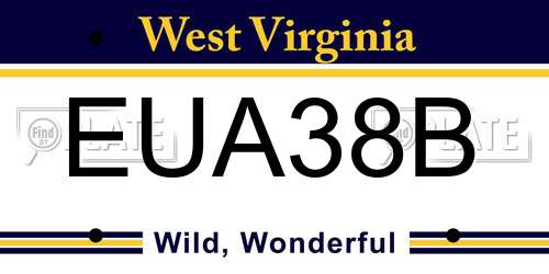EUA38B West Virginia License Plate
