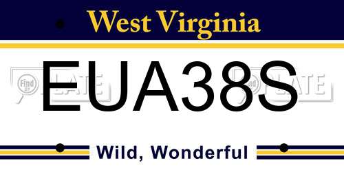 EUA38S West Virginia License Plate