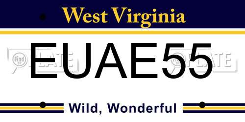 EUAE55 West Virginia License Plate