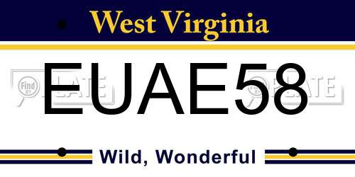 EUAE58 West Virginia License Plate