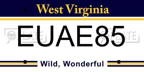 EUAE85 West Virginia License Plate