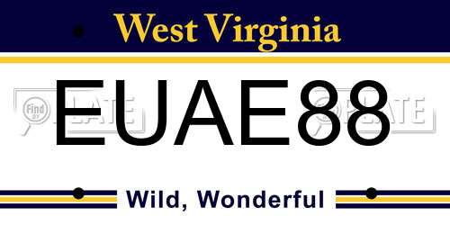 EUAE88 West Virginia License Plate