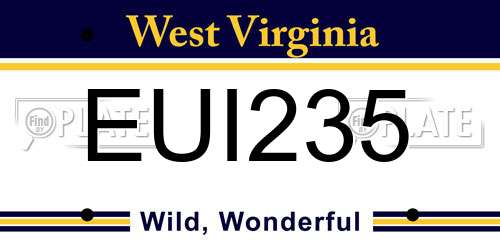 EUI235 West Virginia License Plate