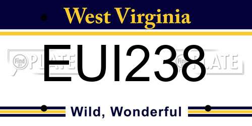 EUI238 West Virginia License Plate