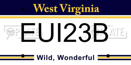 EUI23B West Virginia License Plate