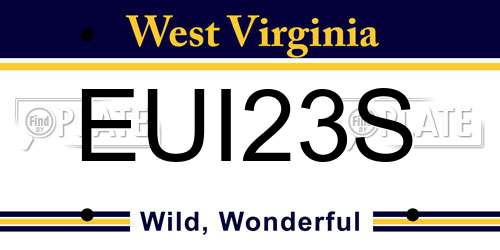 EUI23S West Virginia License Plate