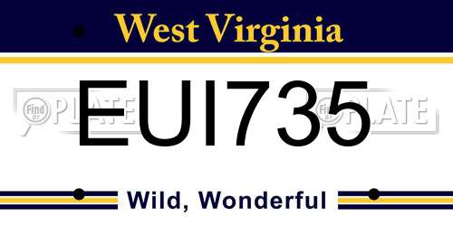 EUI735 West Virginia License Plate