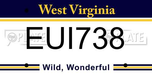 EUI738 West Virginia License Plate
