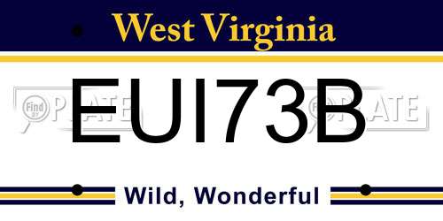 EUI73B West Virginia License Plate