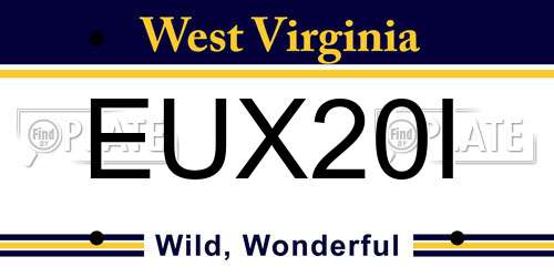 EUX20I West Virginia License Plate