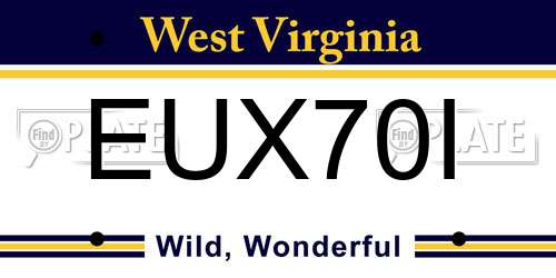 EUX70I West Virginia License Plate