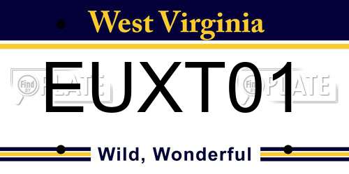 EUXT01 West Virginia License Plate