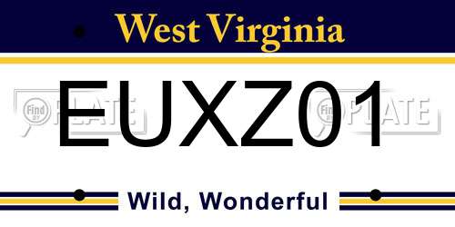 EUXZ01 West Virginia License Plate