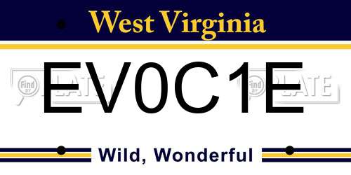 EV0C1E West Virginia License Plate