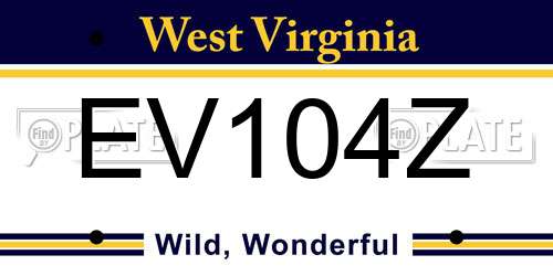 EV104Z West Virginia License Plate