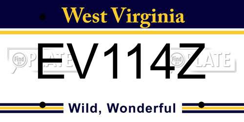 EV114Z West Virginia License Plate