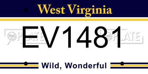 EV1481 West Virginia License Plate