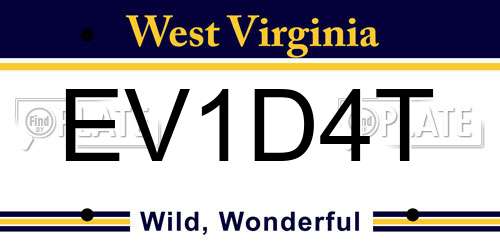 EV1D4T West Virginia License Plate