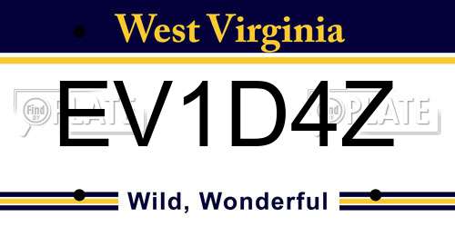 EV1D4Z West Virginia License Plate