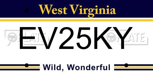 EV25KY West Virginia License Plate