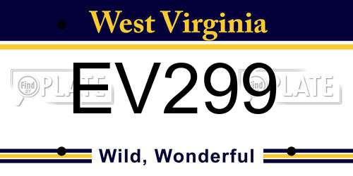 EV299 West Virginia License Plate