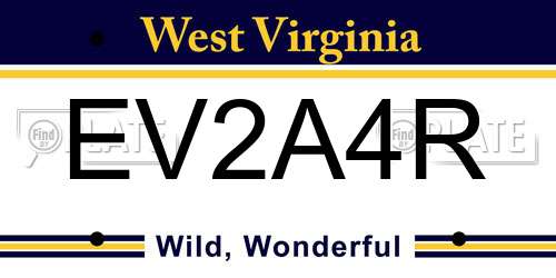 EV2A4R West Virginia License Plate
