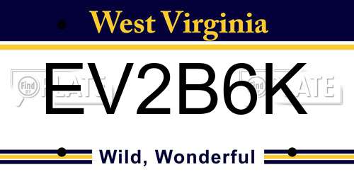 EV2B6K West Virginia License Plate