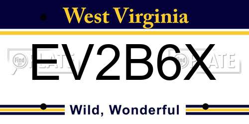 EV2B6X West Virginia License Plate