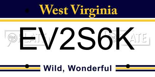 EV2S6K West Virginia License Plate