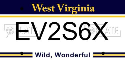 EV2S6X West Virginia License Plate